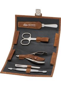 ERBE® Erbe Maniküre-Etui »Wickeletui Aus Echtem Leder«, (5 Tlg.), Bestückt Mit Solinger Premium Stahlwaren braun, Größe B/H/T: 70 mm x 158 mm x 40 mm 5...