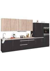 HELD MÖBEL Held Möbel Küchenzeile »Ohio«, Mit E-Geräten, Breite 390 Cm grau, Größe B: 390 cm B: 390 cm made_in_germany, Wahlweise mit Aufbauservice