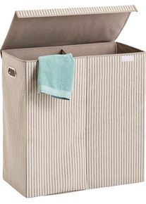 zeller Present Wäschesortierer »Stripes«, 2-Fach, Vlies, beige, Größe B/H/T: 61,5 cm x 63 cm x 31 cm B/H/T: 61,5 cm x 63 cm x 31 cm , Dekorativer...