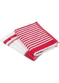 Ross Geschirrtuch »Exclusiv«, (Set, 3 Tlg.), 1x Küchen-Frottiertuch (Streifen) Und 2 Geschirrtücher (Gartenkräuter) rot 3 tlg. 100 % Baumwolle-50 %...