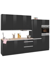 HELD MÖBEL Held Möbel Küchenzeile »Ohio«, Mit E-Geräten, Breite 300 Cm grau, Größe B: 300 cm B: 300 cm made_in_germany, Wahlweise mit Aufbauservice