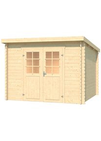 Lasita Maja Gartenhaus »San Jose 230« Blochbohlenhaus 28mm, Fundamentmass 2750x2300, Naturbelassen in beige