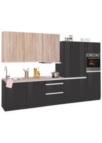 HELD MÖBEL Held Möbel Küchenzeile »Ohio«, Mit E-Geräten, Breite 330 Cm grau, Größe B: 330 cm B: 330 cm made_in_germany, Wahlweise mit Aufbauservice