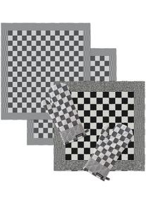 Ddddd Geschirrtuch »Barbeque«, (Set, Combi-Set:1x Küchentuch, 2x Geschirrtuch & 2x Ofenhandschuh) schwarz Baumwolle, Hochwertiges 5-teiliges...