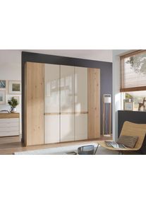 Wiemann Drehtürenschrank »Bari«, Mit Glasfront Und Massivholz-Absetzungen weiß, Größe B/H/T: 246,3 cm x 216 cm x 58 cm B/H/T: 246,3 cm x 216 cm x...