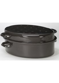 Krüger Krüger Bräter, Emaille, (1 Tlg.), Induktion schwarz, Größe Ø 30 cm Ø 30 cm , Gänsebräter von Krüger