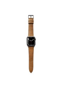 Apple Watch bracelet with crocodile embossing "ROTHENBAUM" (alligator grain on cowhide) - cognac Graphite stainless steel / 38mm/40mm/41mm / M (defaul