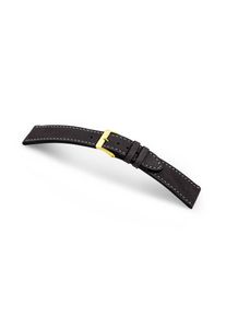 Watch strap "HOHELUFT" (vegetable vintage leather) - golden clasp Black / M (default) / 18/16mm