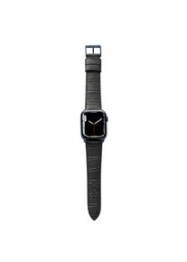 Apple Watch strap with crocodile embossing "ROTHENBAUM" (alligator grain on cowhide leather) - black Blue aluminum / 38mm/40mm/41mm / M (default)
