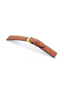 Elegant ostrich leather watch strap "OBERKASSEL" (ostrich leather) - golden clasp Cognac / M (default) / 19/16mm