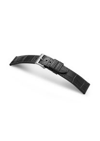 Watch strap with crocodile embossing "ROTHENBAUM" (alligator grain on cowhide) - silver clasp Black / M (default) / 22/20mm