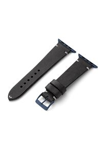 Apple Watch leather strap made of vintage leather "ST. PAULI" (cowhide) - black Blue aluminum / 1-9 | 42 mm / 44 mm / 45 mm / XL (Large)