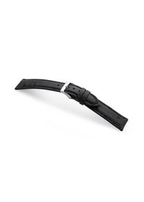 Elegant ostrich leather watch strap "OBERKASSEL" (ostrich leather) - silver clasp Black / M (default) / 19/16mm