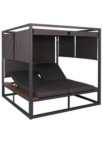 Aluminium Lounge-Gartenliege HWC-M63b, XL Sonnenliege Bali-Liege Daybed, 10cm-Polster ~ dunkelgrau Polster dunkelgrau
