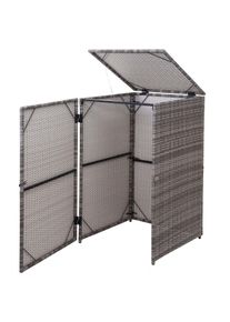 Mülltonnenverkleidung HWC-E25, Mülltonnenbox Mülltonnenabdeckung, Poly-Rattan 120l ~ grau
