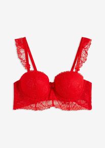 Soutien-gorge balconnet à armatures en dentelle légèrement pailletée - rouge - taille 85B - bonprix