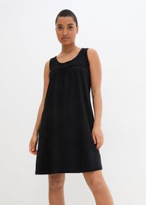 Robe courte en jersey coton et dentelle sans manches - noir - taille 58/60 (3XL) - 100% coton - bonprix