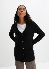 Gilet en maille à col châle et motif torsadé - noir - taille 42/44 (M) - bonprix