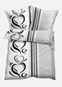 Parure de lit avec cœurs - gris - taille 155x220 cm avec coton - bonprix