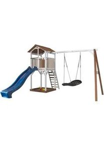 Xxxl Nest Swing BRAUN-WEIß , Blau, Braun, Weiß , Holz , Zeder , 356.6x241.9x349 cm , Fsc , Freizeit & Co, Gartenspielzeug, Spieltürme