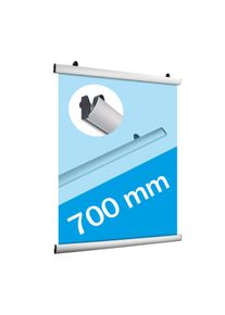 Big poster clamps, aluminium, hinged 700 mm, silver