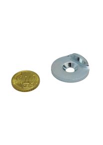 30 Metal disc with stop edge 90°, with bore and counterbore, 27 mm diameter, silver