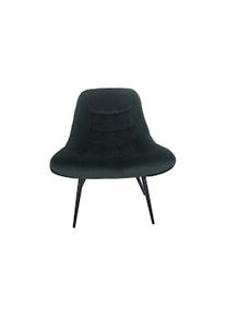 Salesfever Silla de salón con asiento XXL | funda de terciopelo | estructura de metal negra | acolchado exuberante | An76 x Pr87 x Al86 cm |verde