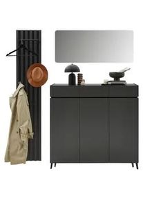 Voleo Garderobe , Graphitfarben , Holzwerkstoff , 3-teilig , 180x199x40 cm , Garderobe, Garderoben-Sets & Garderoben-Serien
