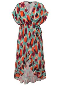 Ulla Popken Kleid Damen türkis / schoko / orangerot Größe 42/48