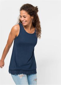 Top met kant (set van 2) - blauw - maat 32/34 (XS) - 100% katoen - bonprix