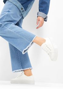 Plateau-Sneaker mit Lochstickerei, wei&szlig;, Gr&ouml;&szlig;e 41, Vegan, bonprix