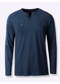 Heren Pyjama-Shirt in donkerblauw ,maat 44/46, Witt, 100% Katoen