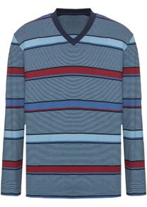 Heren Pyjama in marine/rood gestreept ,maat 44/46, Witt, 100% Katoen