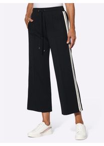 Dames Jerseybroek met galonstrepen in zwart ,maat 36, WITT, 70% Viscose, 25% Polyamide, 5% Elastan