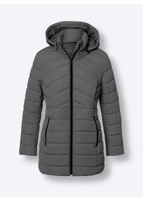 Dames Gewatteerde jas met afneembare capuchon in antraciet ,maat 38, WITT, 100% Polyester. Voering en wattering: 100% Polyester