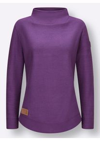 Dames Pullover met opstaande kraag en averecht gebreid patroon in paars ,maat 36, WITT, 100% Katoen