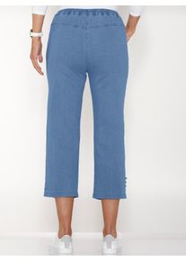 Dames 7/8-jeans met siertrensje aan de boord in blue-bleached ,maat 38, WITT, 81% Katoen, 17% Polyester, 2% Elastan