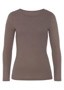 Lascana Dames Shirt met lange mouwen in taupe ,maat 32/34, Witt, 69% Polyester, 28% Viscose, 3% Elastan
