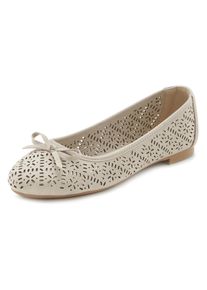 Lascana Dames ballerina in beige ,maat 37, Witt, 100% Leer