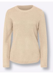 Dames Pullover met lange mouwen en sierknopen aan de zoom in ivoorkleur ,maat 38, WITT, 100% Polyacryl