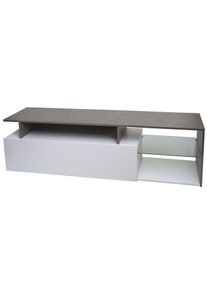 TV-Rack HWC-L35, Lowboard Fernsehtisch Sideboard TV-Schrank Kommode, Holz 47x170x40cm Staufach, Beton-Optik wei&szlig;