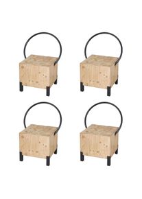 4er-Set Esszimmerstuhl HWC-L76, Besucherstuhl Hocker, Industrial Metall Massiv-Holz MVG-zertifiziert, natur