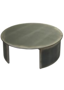 Couchtisch HWC-L74, Beistelltisch Wohnzimmertisch, MVG-zertifiziert Industrial, rund &Oslash;80cm, Metall-Optik geb&uuml;rstet