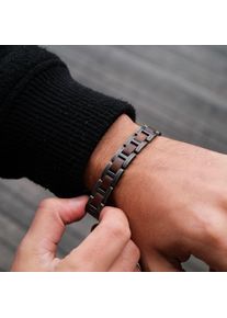 Holzkern bracelet for Damen und Herren Acoustic (Walnut/Antique Silver) made of natural wood, size adjustable