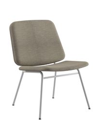 Loungestoel Greta, zithoogte 400 mm, frame wit, bekleding beige