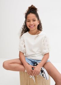 bonprix Dzsörzé póló lányoknak, bio-pamuttal, fehér, 176/182