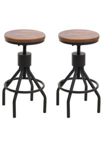 2er-Set Barhocker HWC-N17, Barstuhl, höhenverstellbar drehbar Fußablage Industrial Metall Massiv-Holz ~ braun