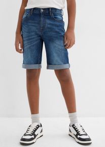 Stretchiga jeansshorts med reglerbar midja Slim Fit - bl&aring; - storlek 134 - bonprix