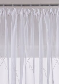 Gardinlängd med broderi i återvunnen polyester - vit - storlek 100x300 cm - bonprix