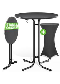 Casaria Statafel Grijs 110x80cm + statafelhoes Antraciet Ø80cm